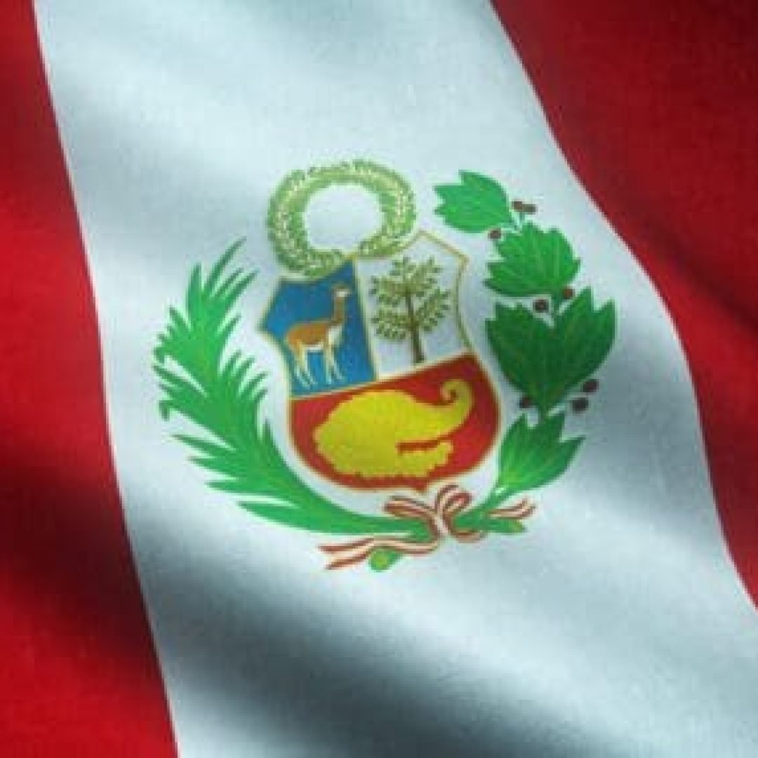 A closeup shot of the waving flag of Peru with interesting textures